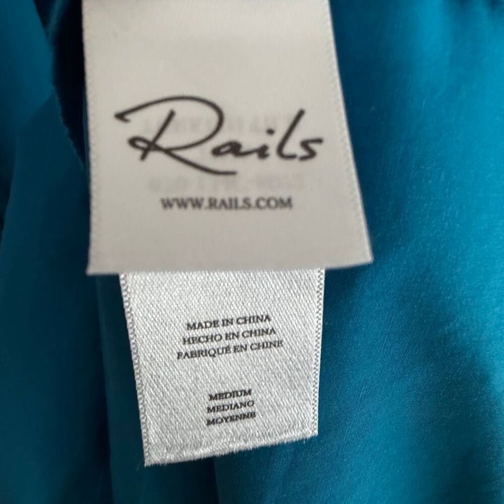RAILS Tina Blue Midi Dress Size Medium Flutter Sleeve Ruffle Hem Blue Cotton - Picture 9 of 13